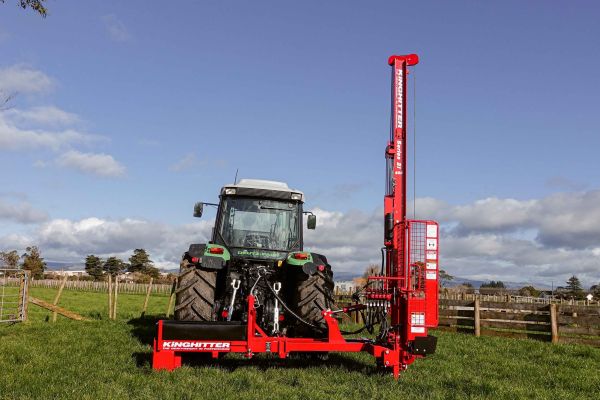 Tractor-mounted Kinghitter 2i 450 post driver showing advanced safety features vs Munro