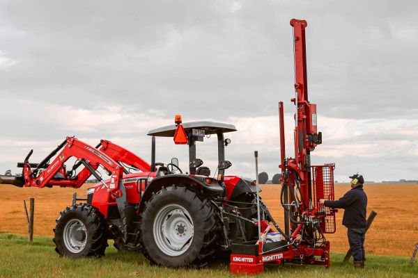 Kinghitter Series 2i 450 tractor-mounted post driver trusted for 45 years in rural fencing